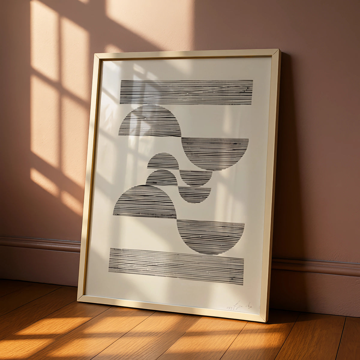 Abstract Geometric Stripe Print, Monochrome Wall Art, Black and White Minimalist Poster