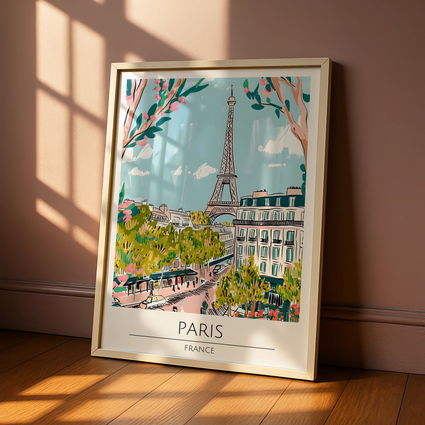 Paris Poster, Eiffel Tower Art Print, Colourful Cityscape Wall Art, France Home Decor, Parisian