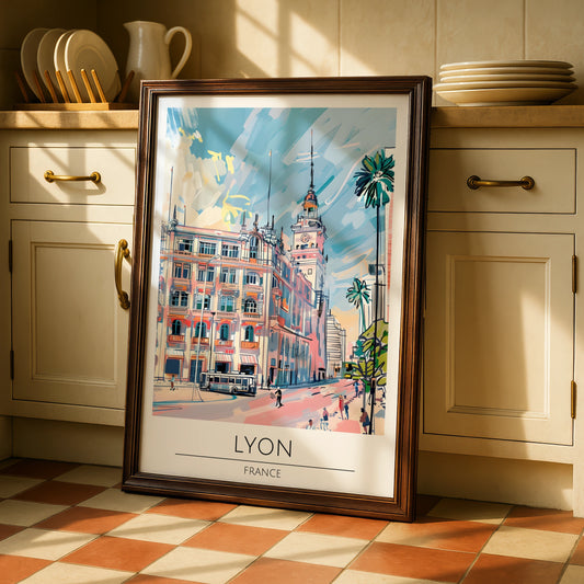 Lyon Poster, Vintage French City Art, Luxurious Travel Print, Urban Landscape Decor, Art for Home