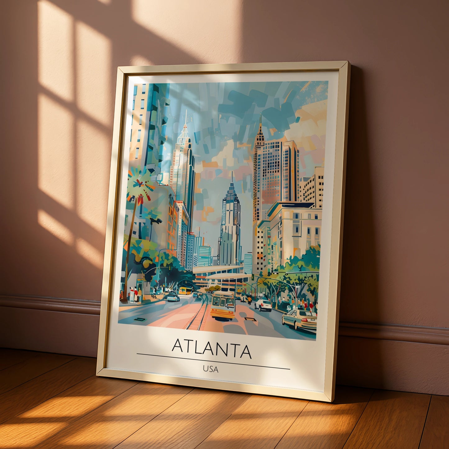 Vibrant Atlanta Cityscape Poster, Colourful Urban Art Print, Modern Wall Decor, USA Artwork