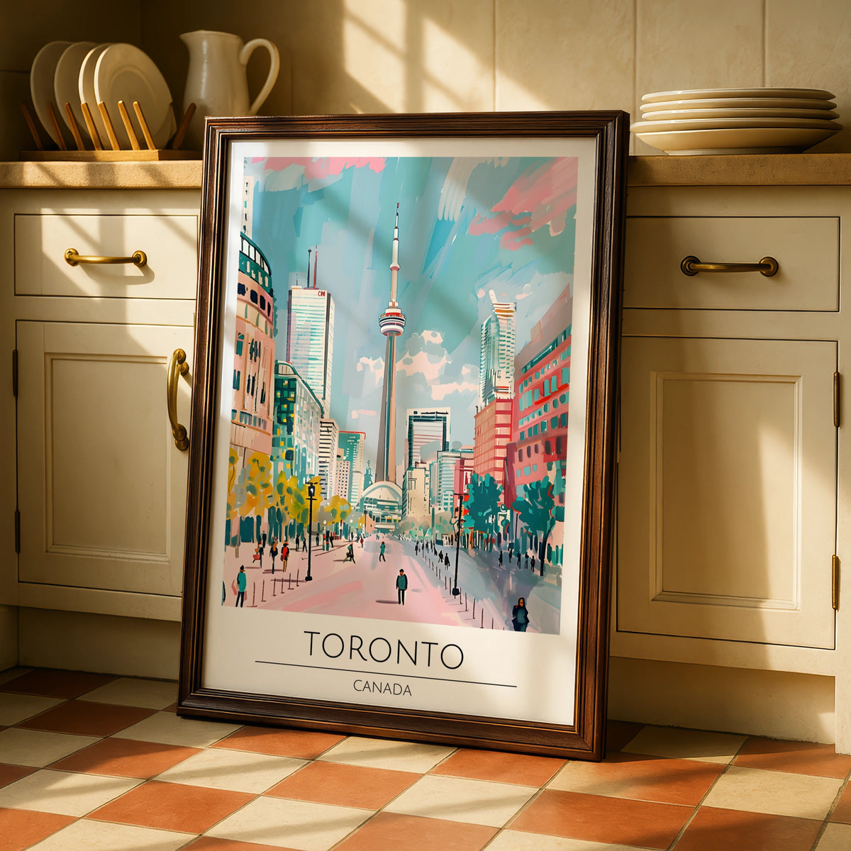 Toronto Cityscape Art Print, Colourful Skyline Poster, Canadian Wall Art, Modern Toronto Decor