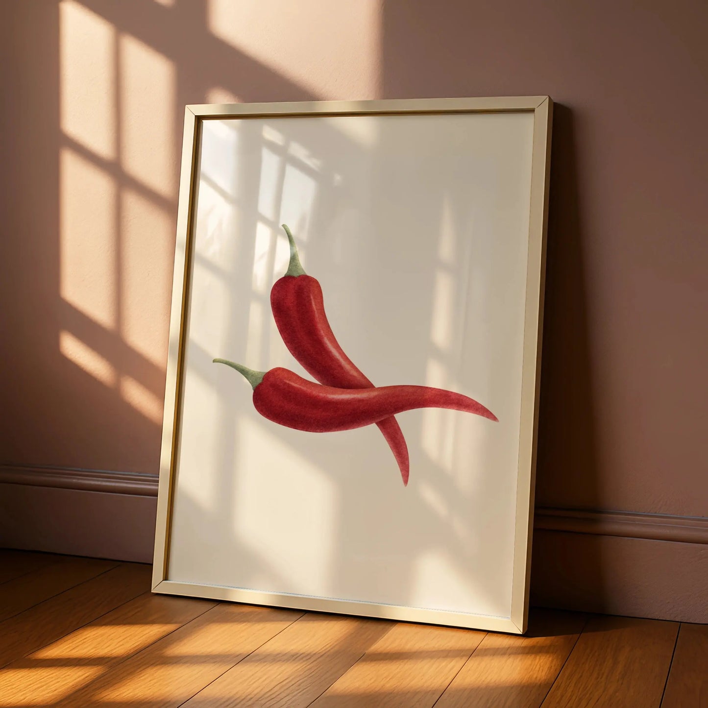 Red Chilli Pepper Kitchen Art Print, Botanical Food Poster, Minimalist Cook Wall Decor