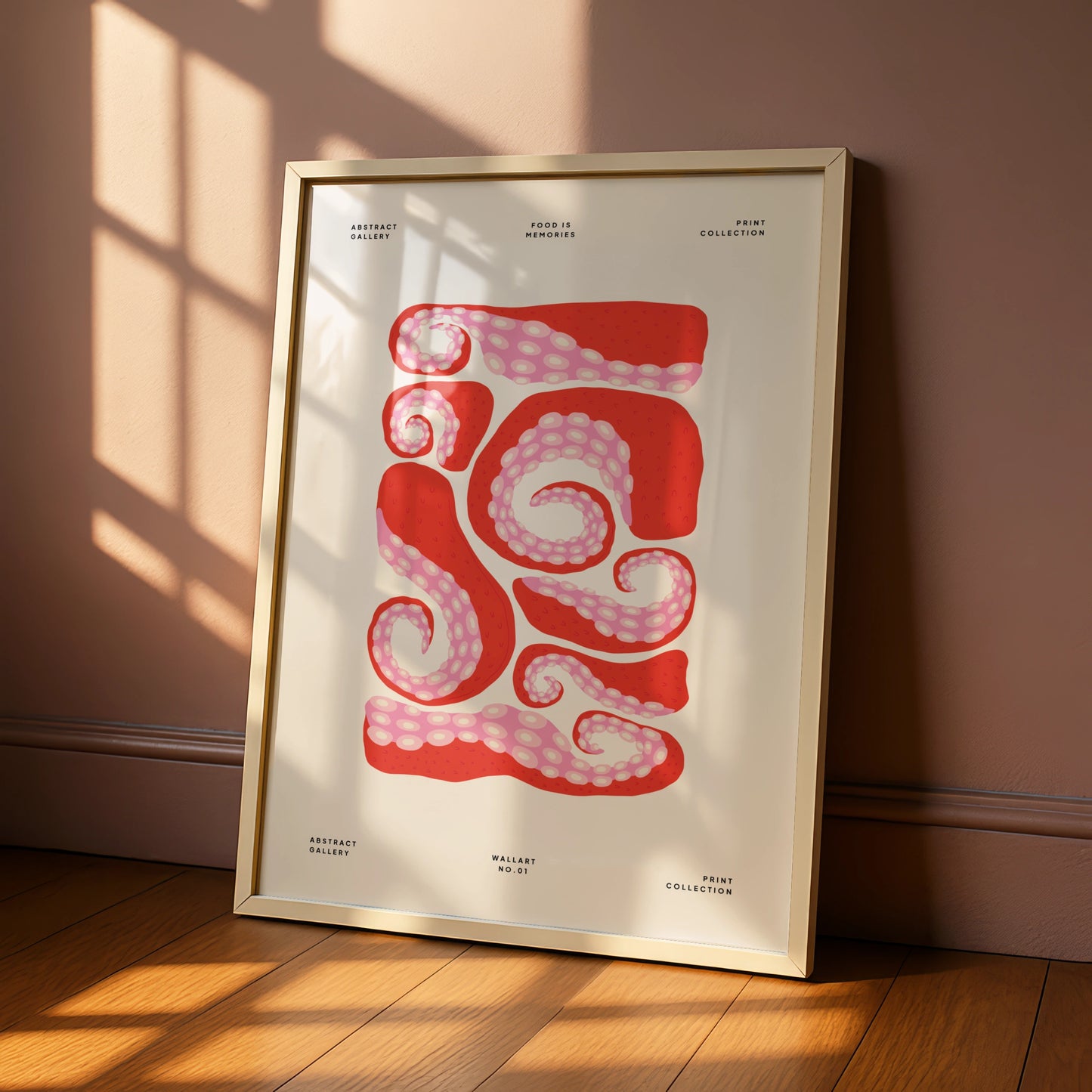 Octopus Tentacle Kitchen Art Print, Red Pink Food Wall Poster, Abstract Gallery