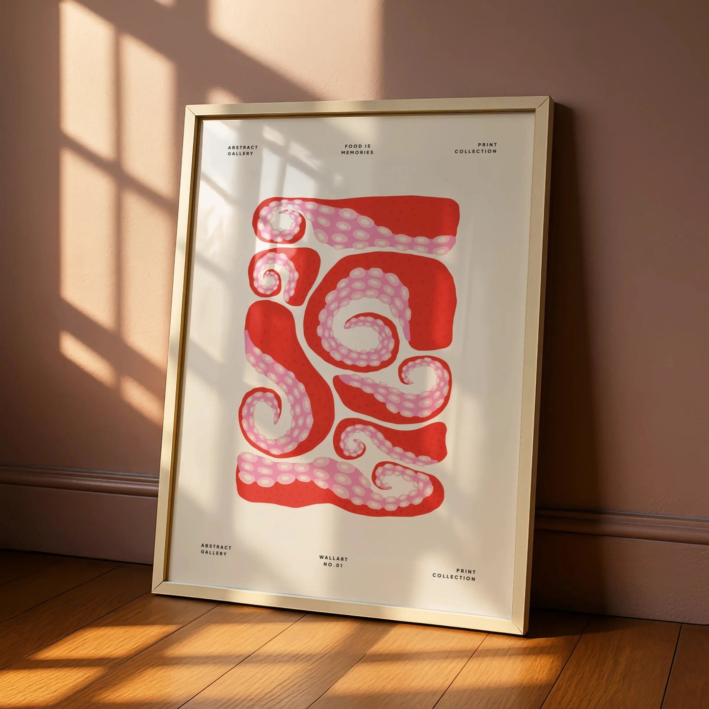 Octopus Tentacle Kitchen Art Print, Red Pink Food Wall Poster, Abstract Gallery