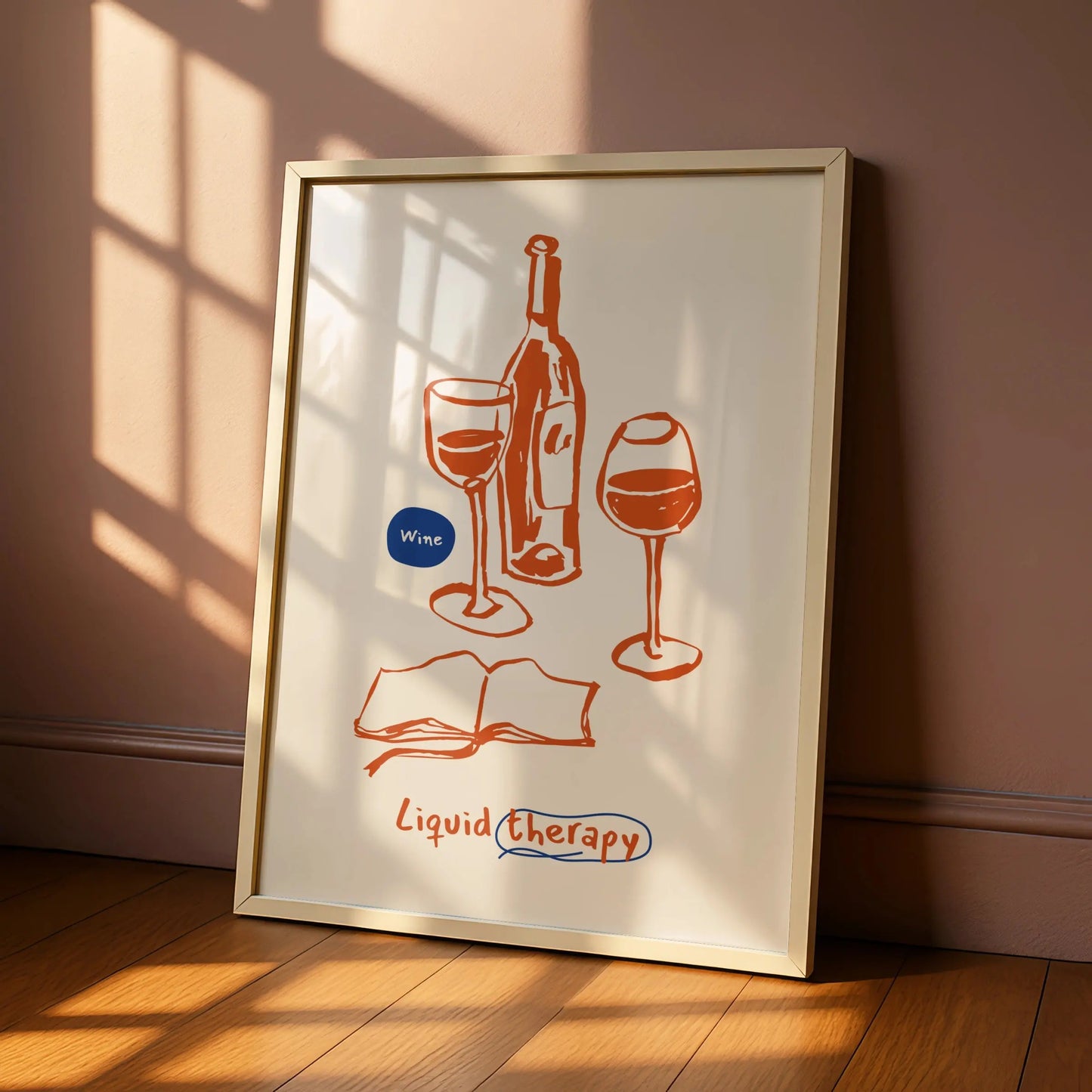 Wine Liquid Therapy Kitchen Print, Funny Wine Poster, Bar Cart Wall Art, Gift for Wine Lovers