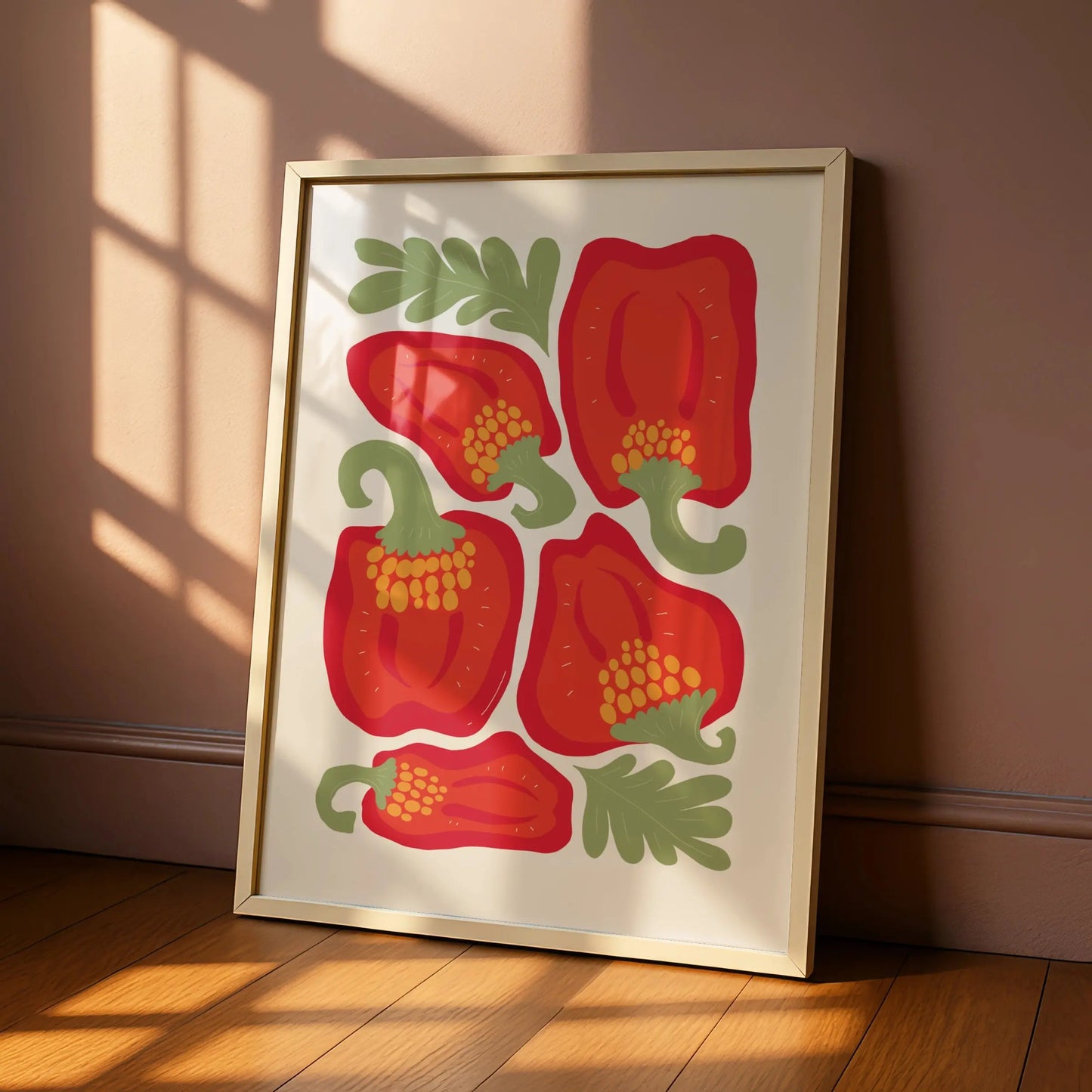 Red Pepper Kitchen Print, Vegetable Wall Art Poster, Bold Retro Food Art for Kitchen Decor