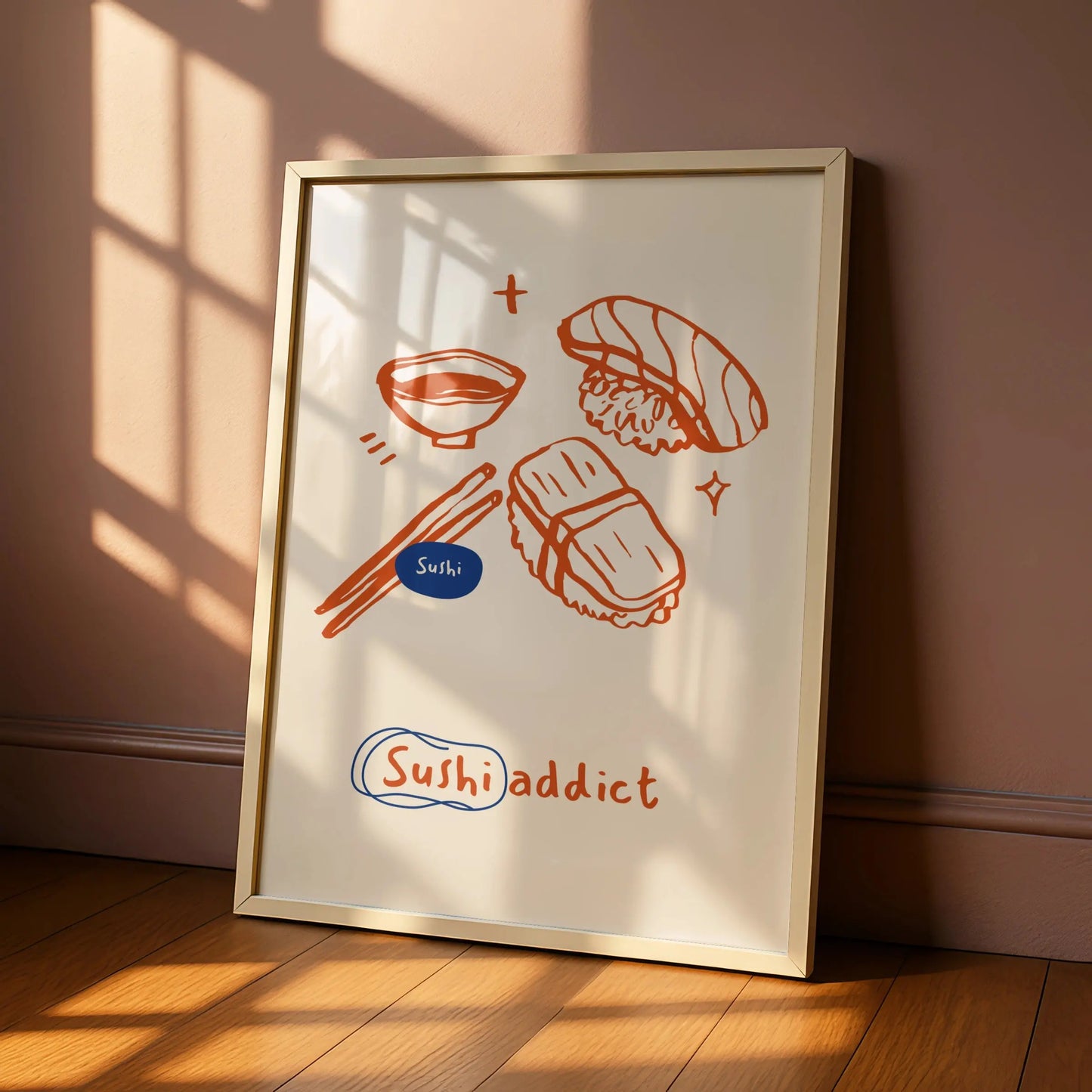 Sushi Addict Kitchen Wall Art, Japanese Food Poster, Cute Sushi Print, Foodie Gift
