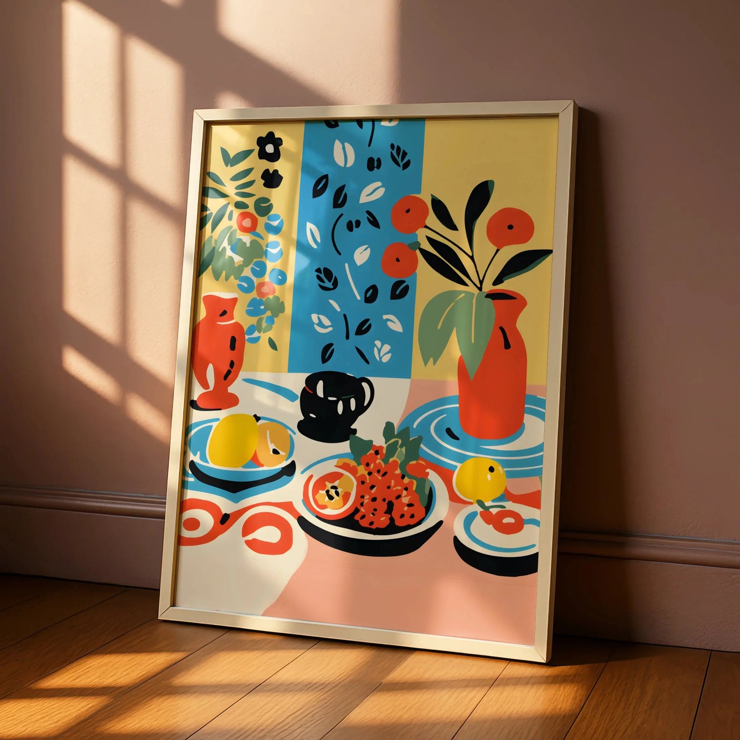 Kitchen Still Life Wall Art Print, Colourful Fruit Bowl Poster, Maximalist Kitchen Decor