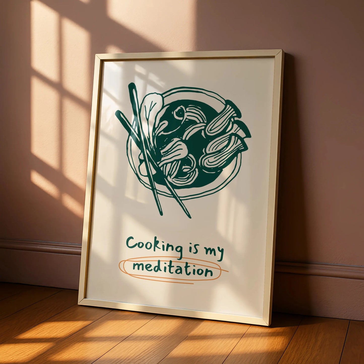 Cooking Is My Meditation Kitchen Print, Ramen Noodle Bowl Poster, Chef Wall Art