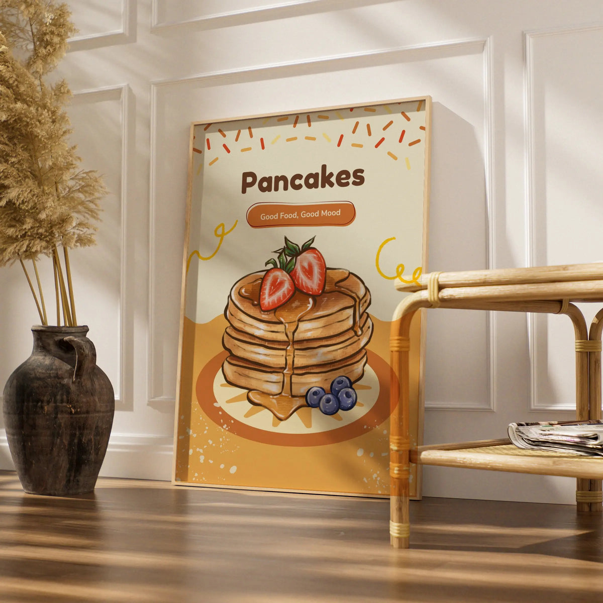Pancakes Kitchen Wall Art, Food Poster, Breakfast Print, Cafe Decor, Retro