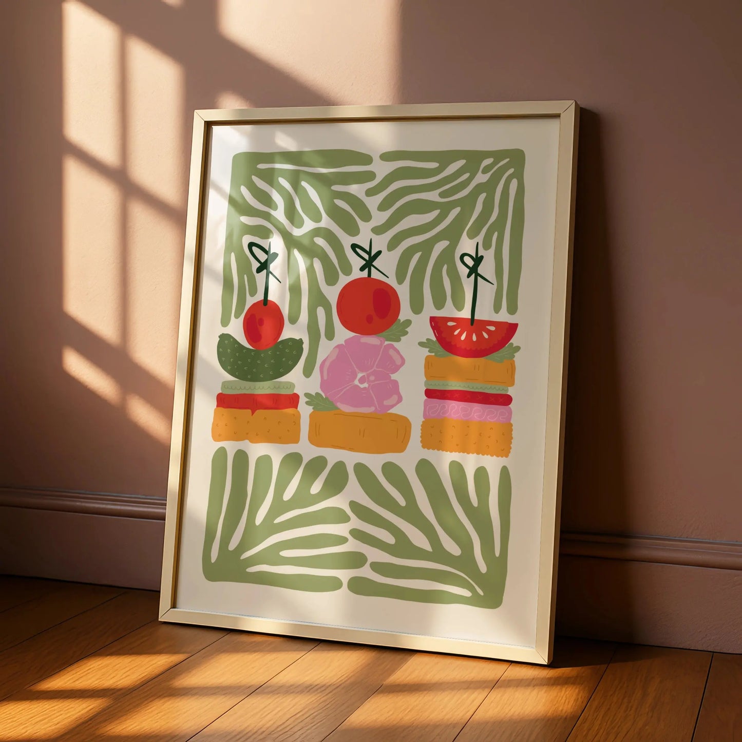 Kitchen Food Art Print, Canape Poster, Colourful Snack Wall Art, Fun Dining Room Decor