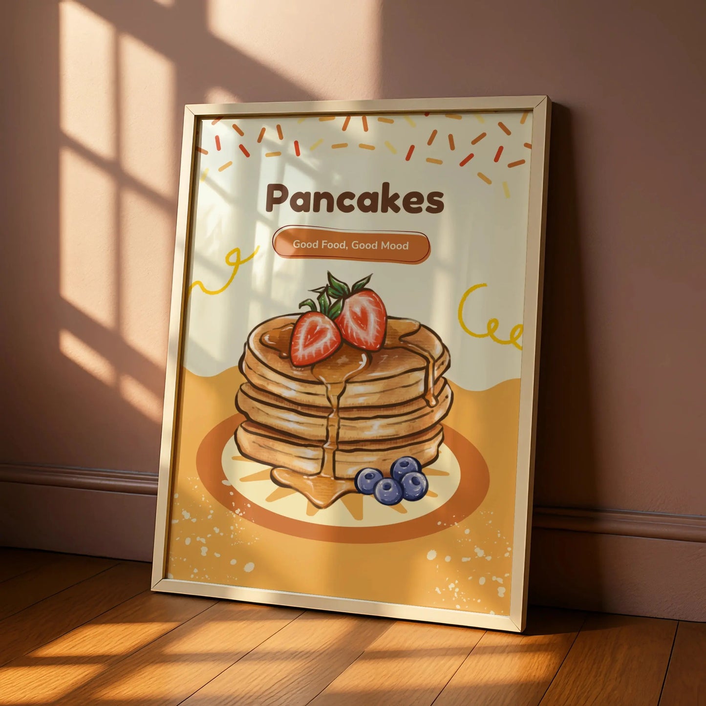 Pancakes Kitchen Wall Art, Food Poster, Breakfast Print, Cafe Decor, Retro