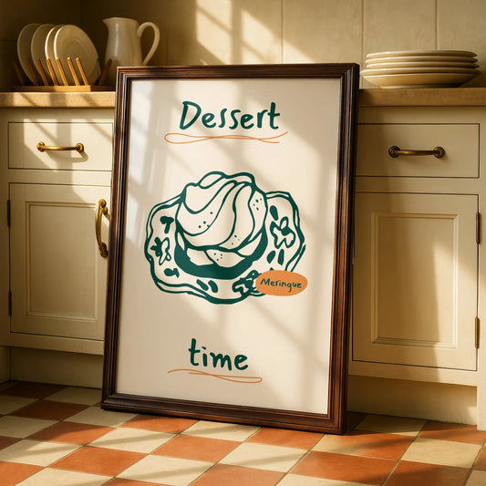 Meringue Kitchen Art Print, Dessert Time Poster, Baking Wall Art, Food Illustration Print