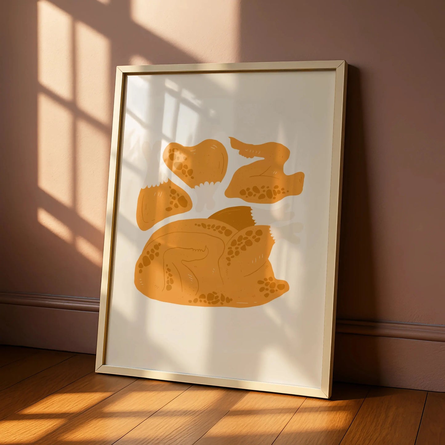 Roast Chicken Kitchen Wall Art Print, Food Poster, Cooking Art, Modern Kitchen Decor