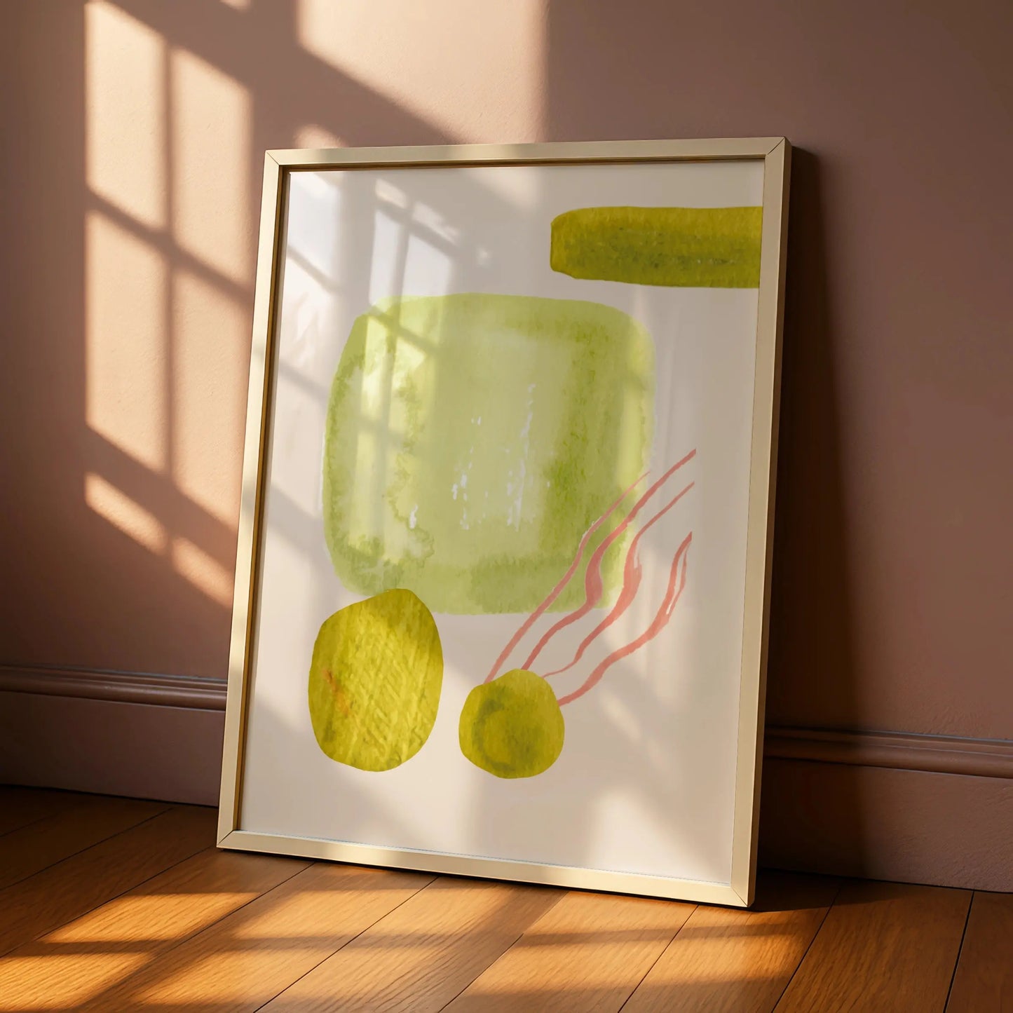 Kitchen Abstract Wall Art, Olive Green Pink Watercolour Print, Modern Kitchen Poster