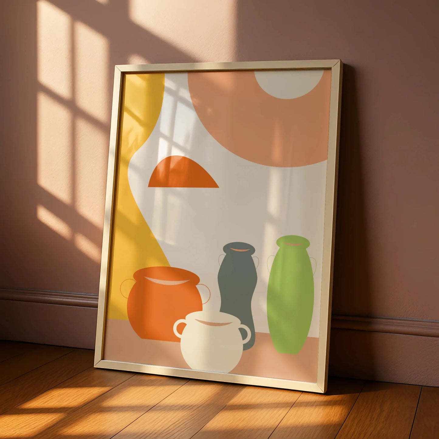 Kitchen Pottery Print, Boho Vase Wall Art, Abstract Ceramic Poster, Earthy Tones Kitchen Decor