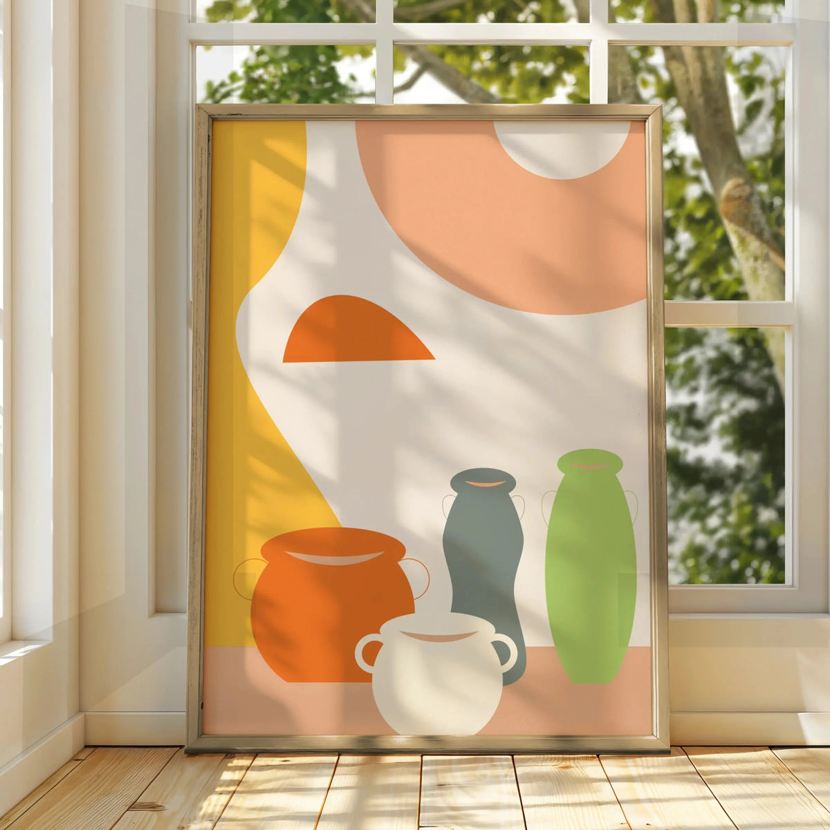 Kitchen Pottery Print, Boho Vase Wall Art, Abstract Ceramic Poster, Earthy Tones Kitchen Decor
