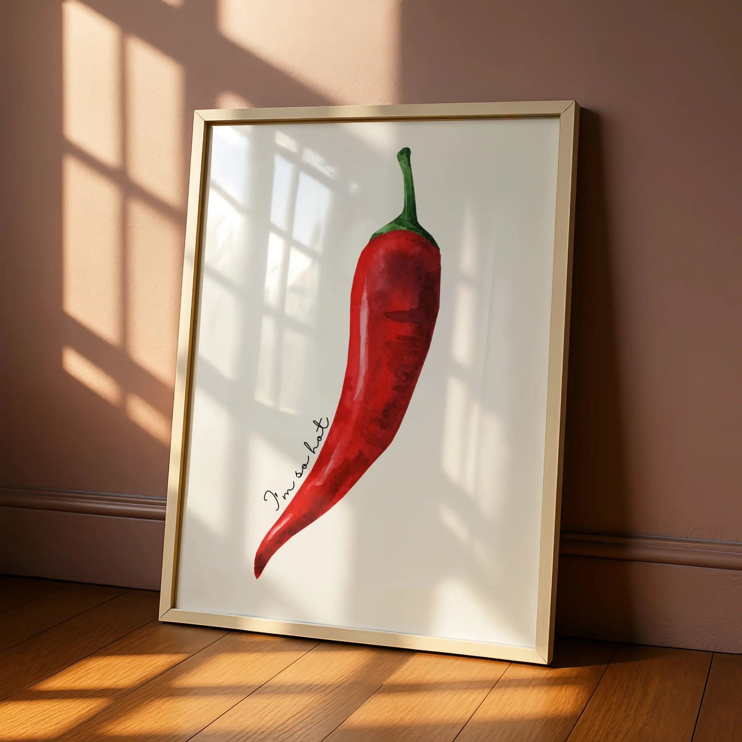 Red Chilli Pepper Kitchen Wall Art Print, Watercolour Food Poster, Funny Kitchen Decor