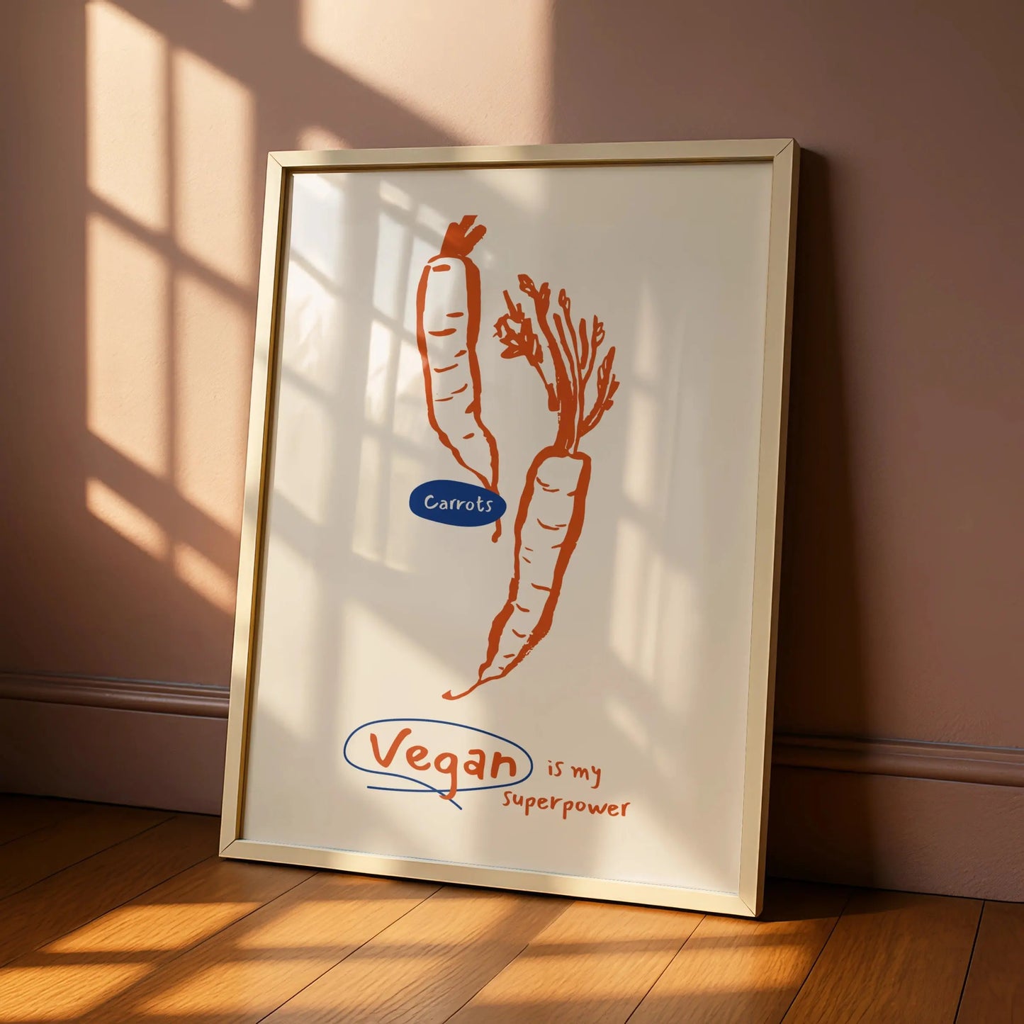 Vegan Is My Superpower Carrot Kitchen Print, Vegetable Wall Art Poster, Vegan Gift
