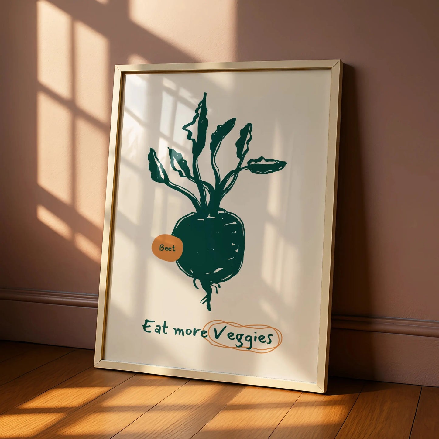 Beet Kitchen Wall Art, Eat More Veggies Poster, Vegetable Print, Minimalist Kitchen Decor