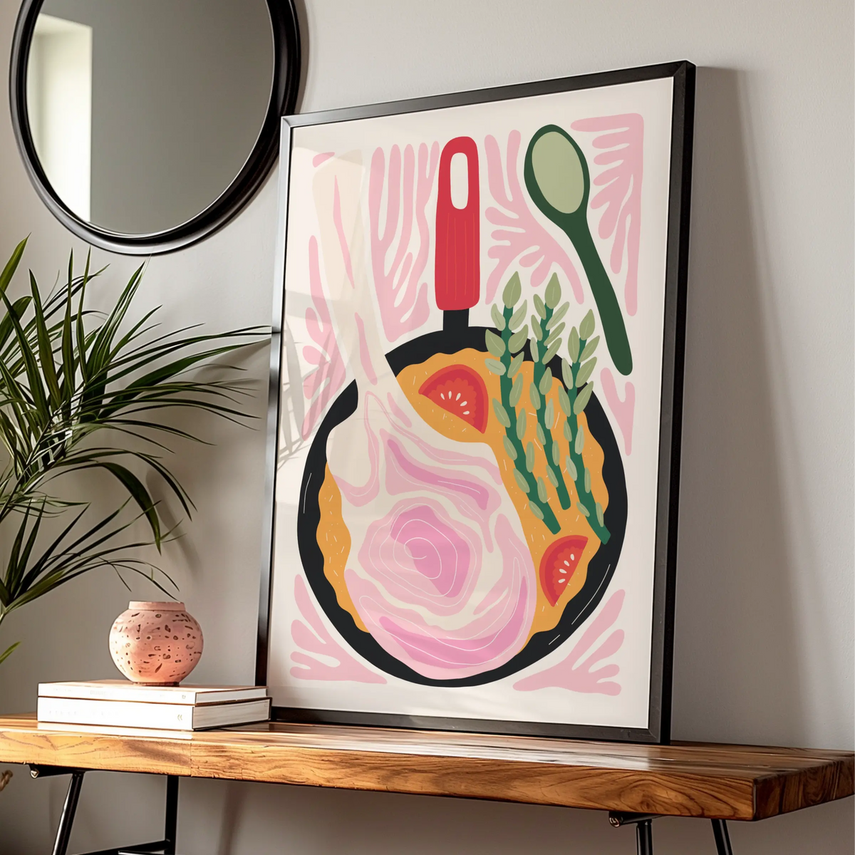 Kitchen Wall Art Print, Colourful Cooking Pan Poster, Food Art, Chef Gift Decor — Digital Download
