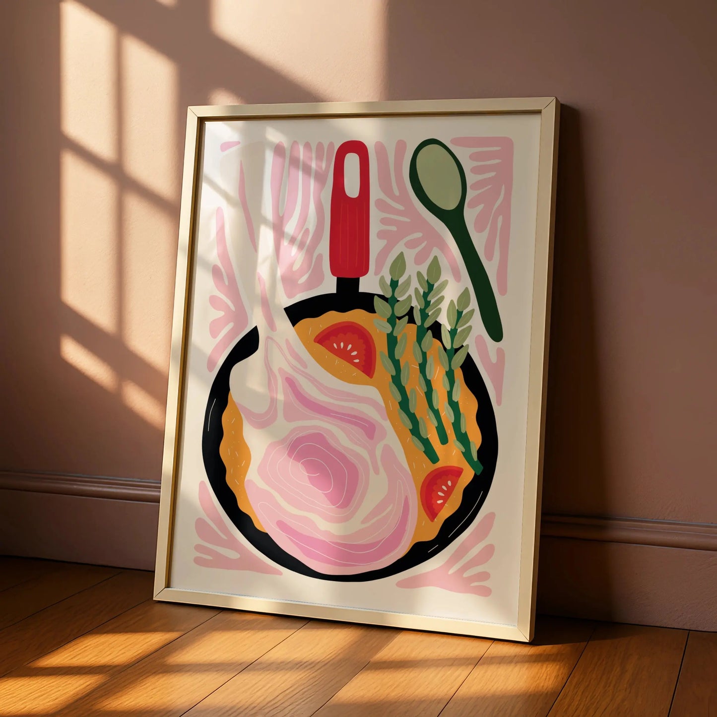 Kitchen Wall Art Print, Colourful Cooking Pan Poster, Food Art, Chef Gift Decor