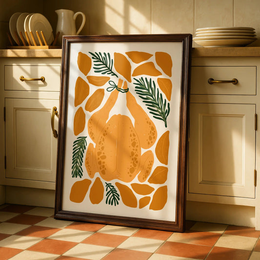 Roast Chicken Kitchen Print, Food Wall Art, Thanksgiving Poster, Cooking Lover Gift