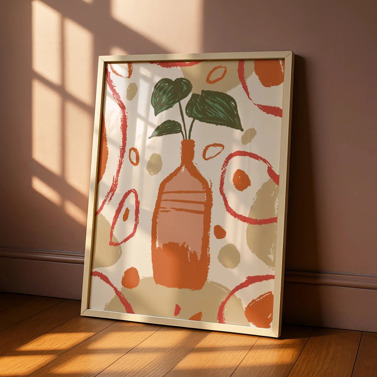 Terracotta Vase Kitchen Wall Art, Boho Plant Print, Earthy Tones Home Decor Poster