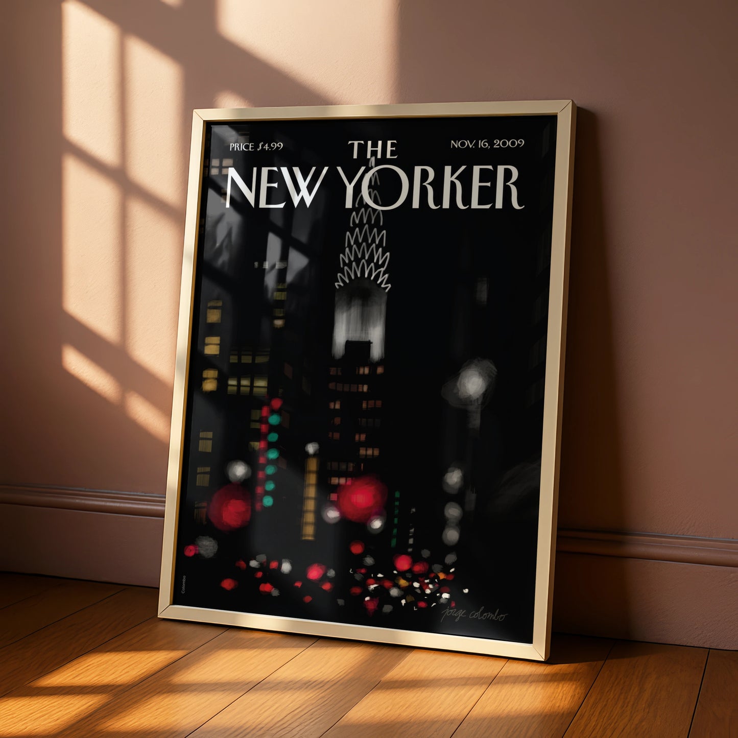 The New Yorker Poster, Chrysler Building Night Skyline, NYC Wall Art Print