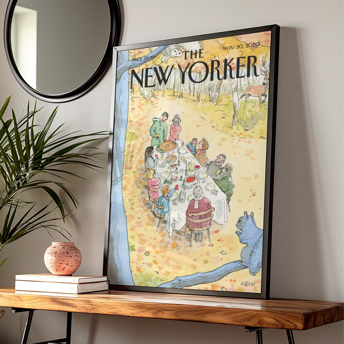Thanksgiving Outdoor Feast Poster, Vintage Holiday Wall Art — Digital Download