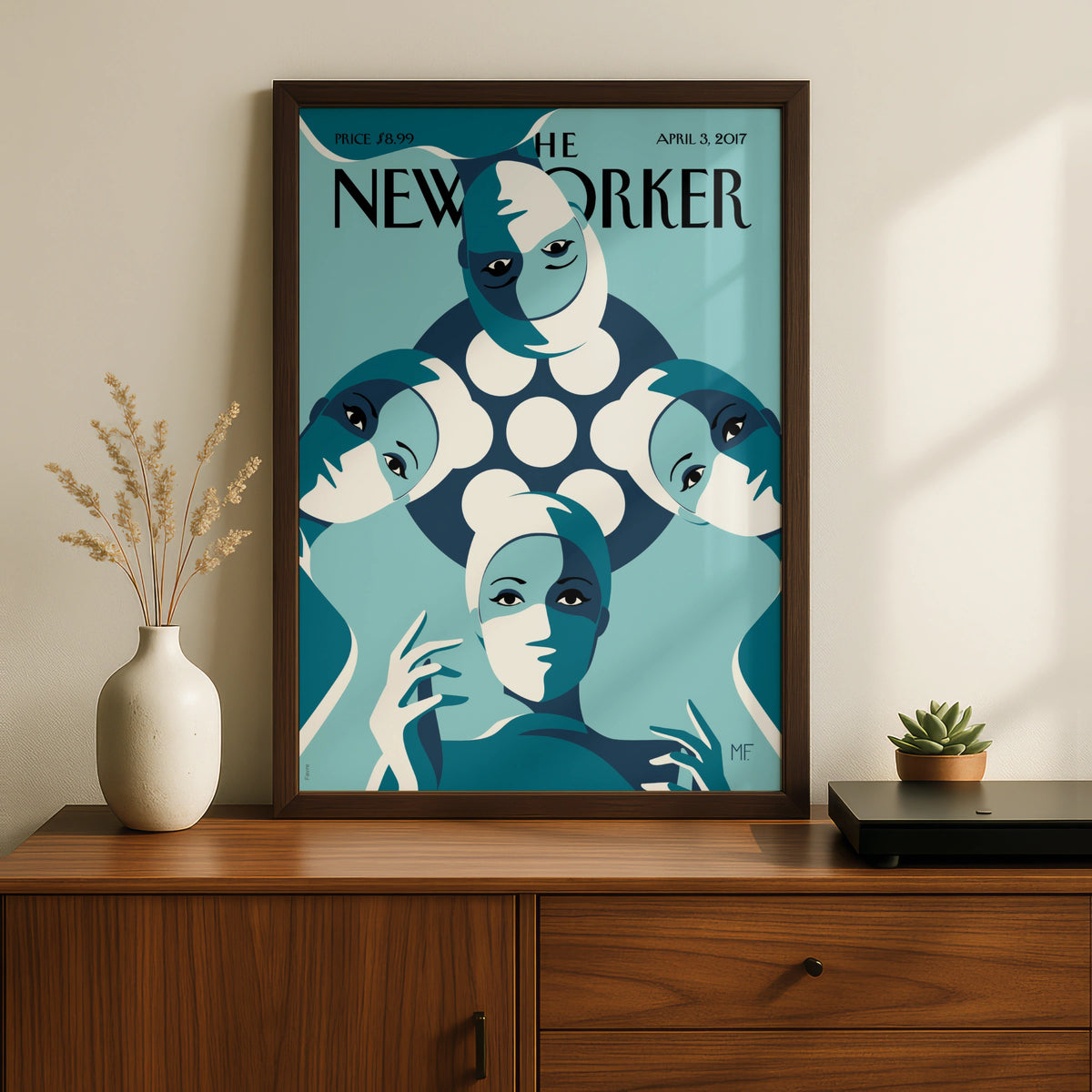 Teal Women Art Deco Poster, Art Deco Wall Art wall art print