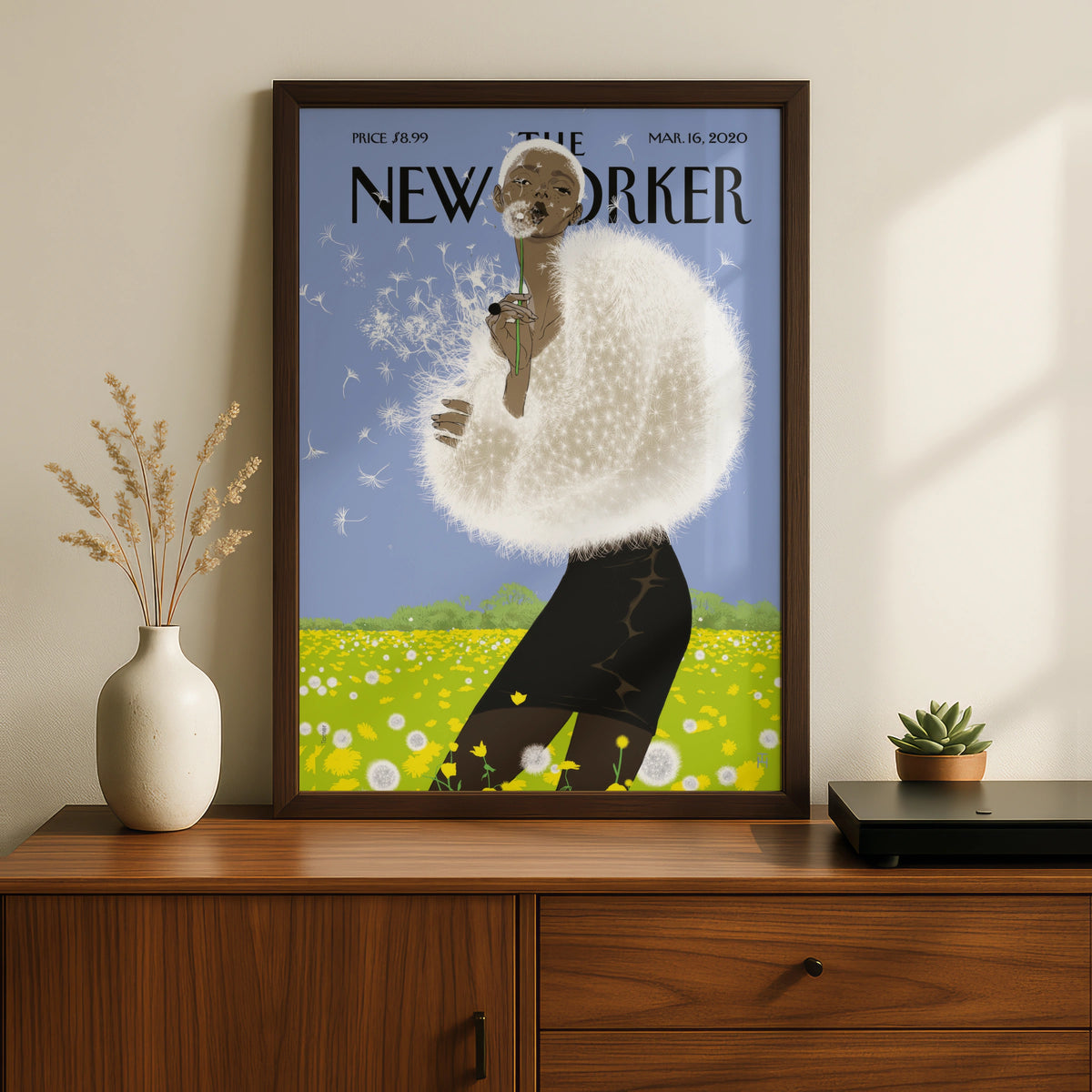 Dandelion Woman Poster, Vintage Editorial Wall Art wall art print