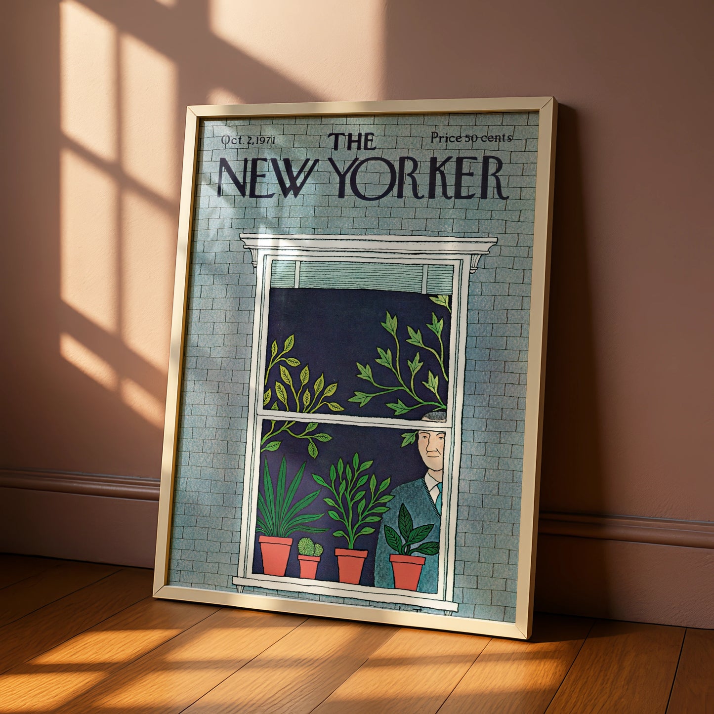 New Yorker 1971 Cover Poster, Houseplants Window Art Print, Vintage Magazine Wall Art