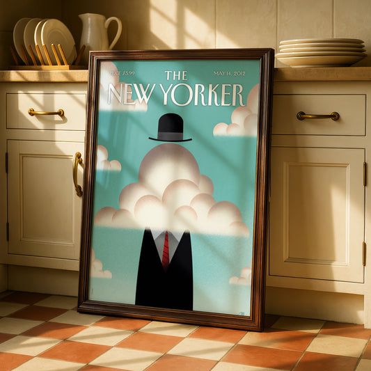 The New Yorker May 2012 Cover Poster, Bowler Hat Cloud Man, Surreal Wall Art Print