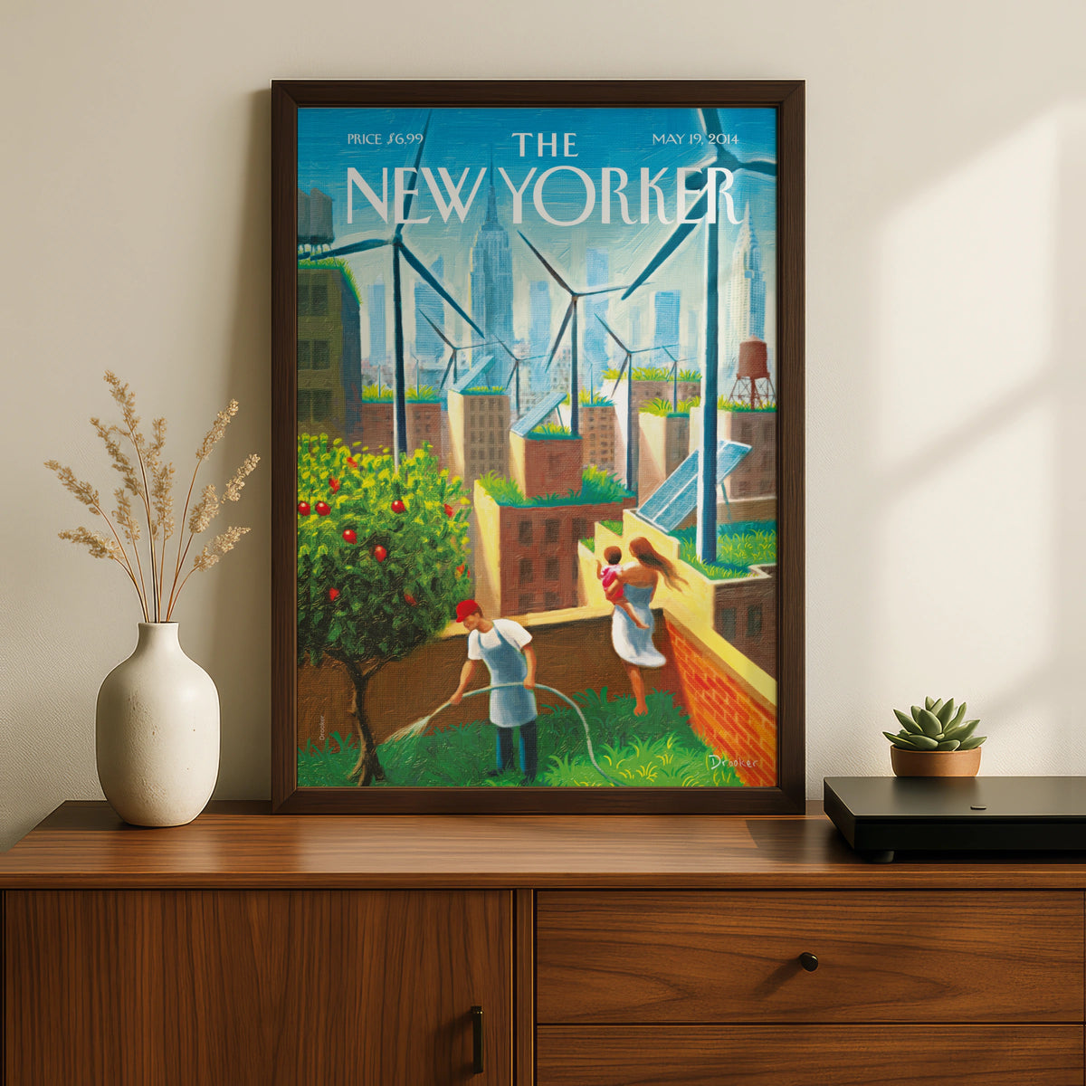 NYC Rooftop Garden Wind Turbines Poster, New York City Wall Art wall art print