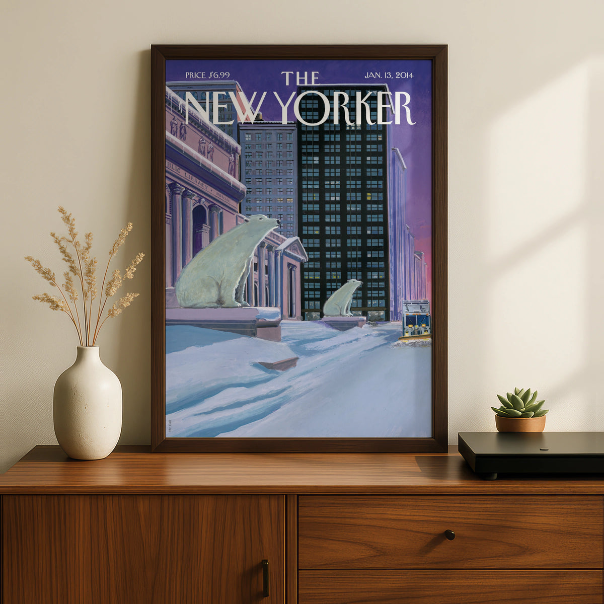 Polar Bear NYC Winter Poster, New York City Wall Art wall art print