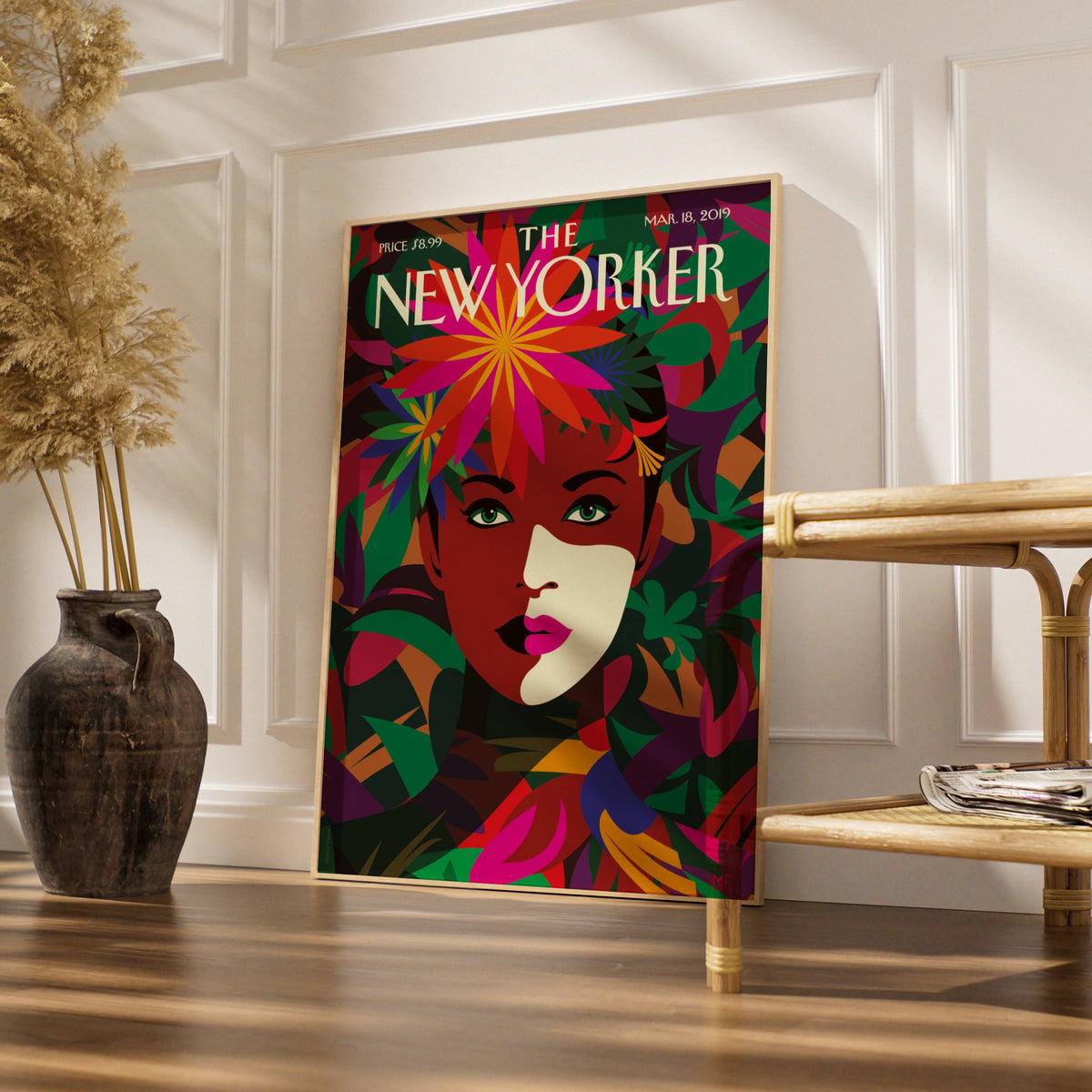 Floral Woman Art Poster, Vintage Editorial Wall Art wall art print