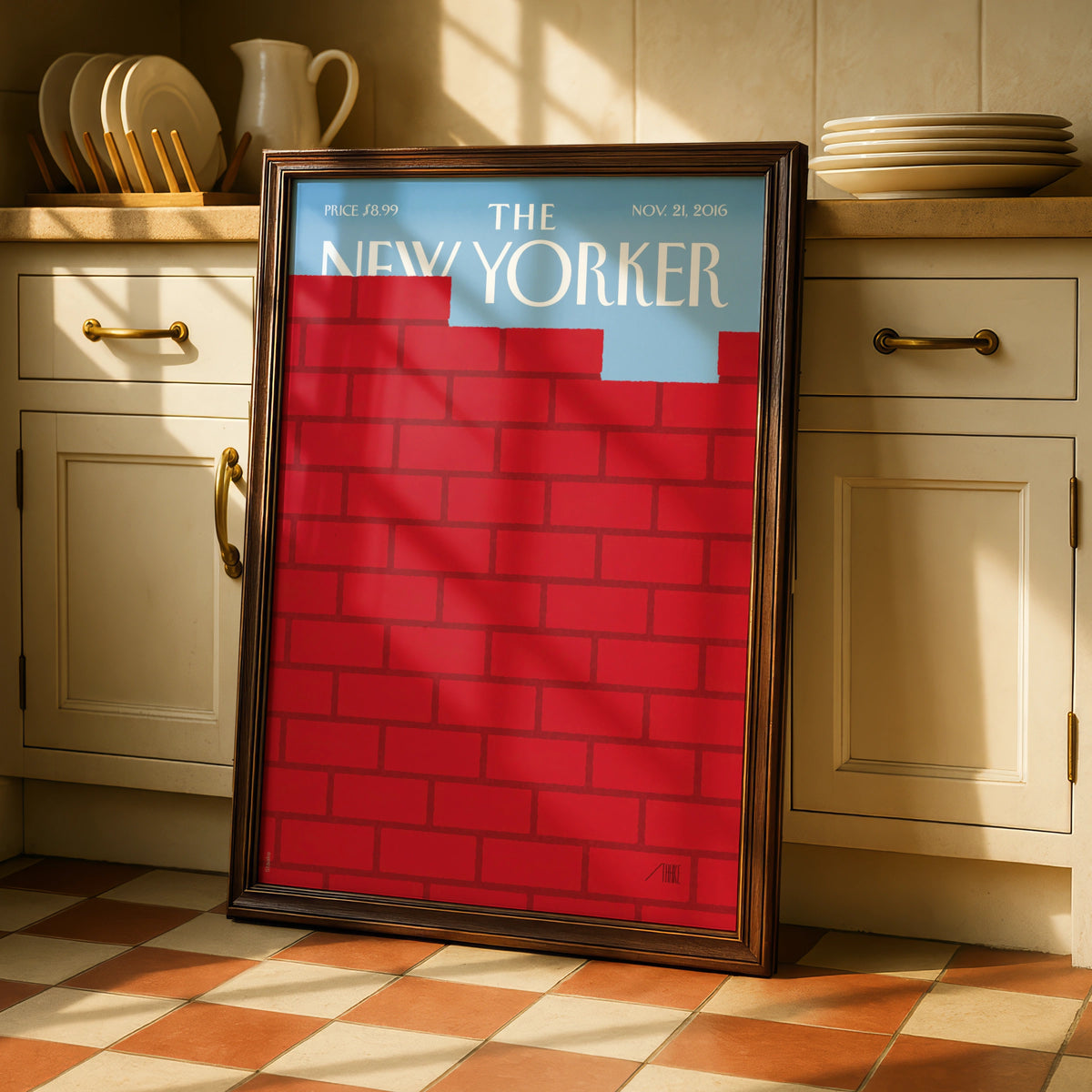 Red Brick Poster, Vintage Editorial Wall Art wall art print