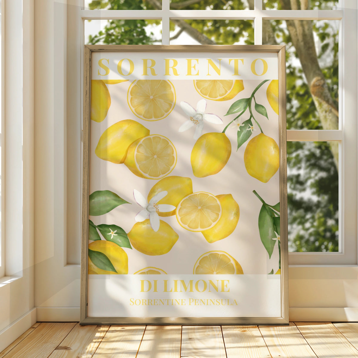 Sorrento Lemon Poster, Italian Maximalist Wall Art, Di Limone Kitchen Print, Yellow