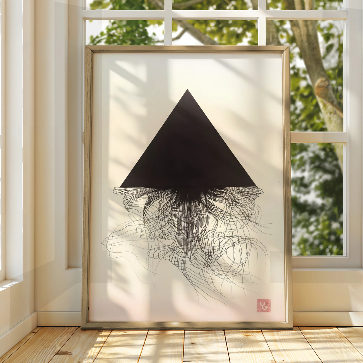 Black Triangle Abstract Art Print, Monochrome Wall Art, Modern Geometric Poster, Minimalist Decor