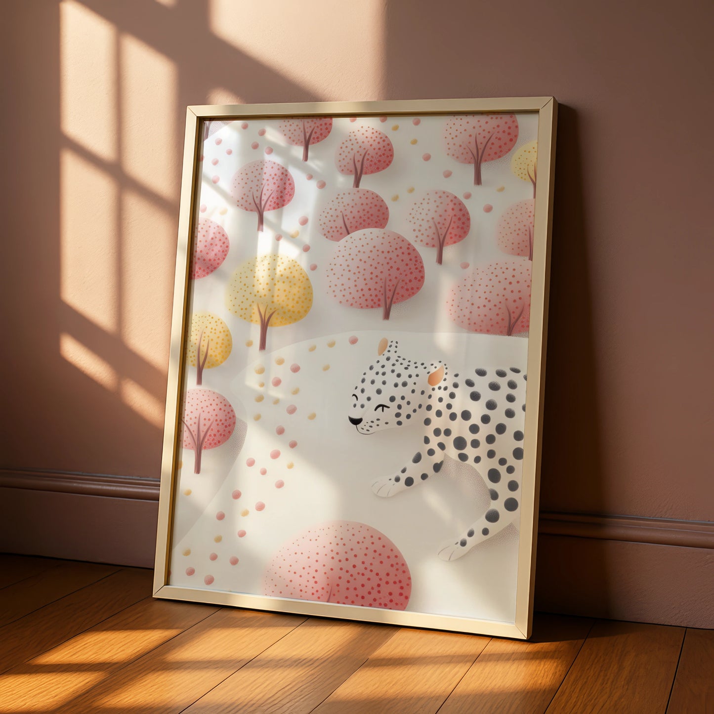 Leopard Nursery Wall Art, Pink Cheetah Print, Baby Girl Room Poster, Cute Animal Decor