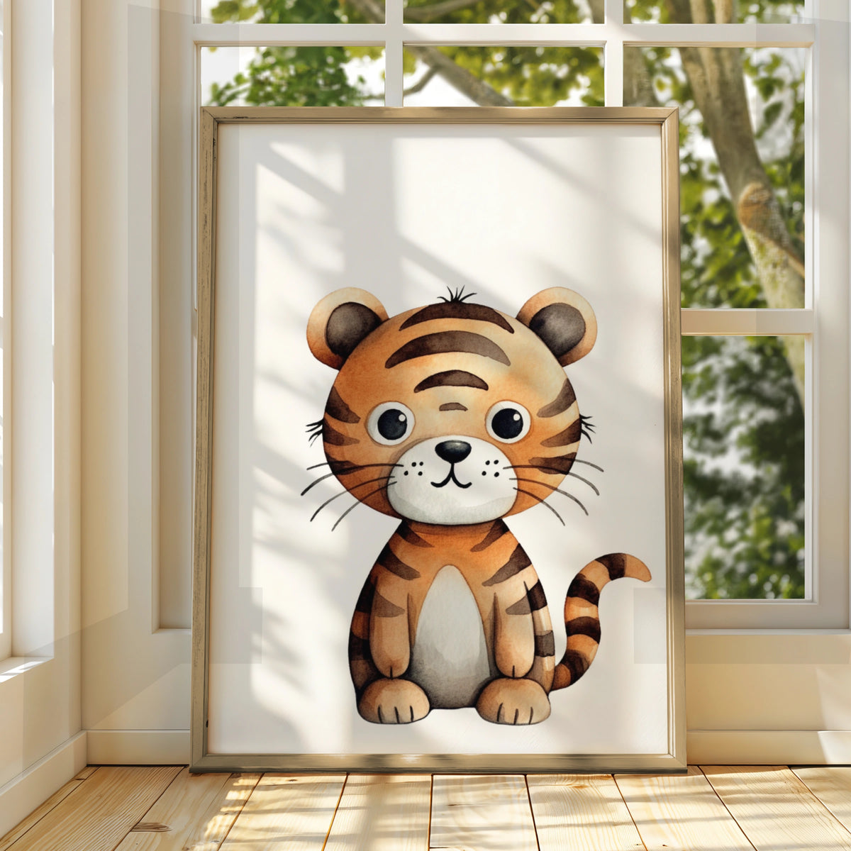 Cute Tiger Nursery Wall Art, Baby Animal Poster, Kids Room Watercolour Print, Safari Decor