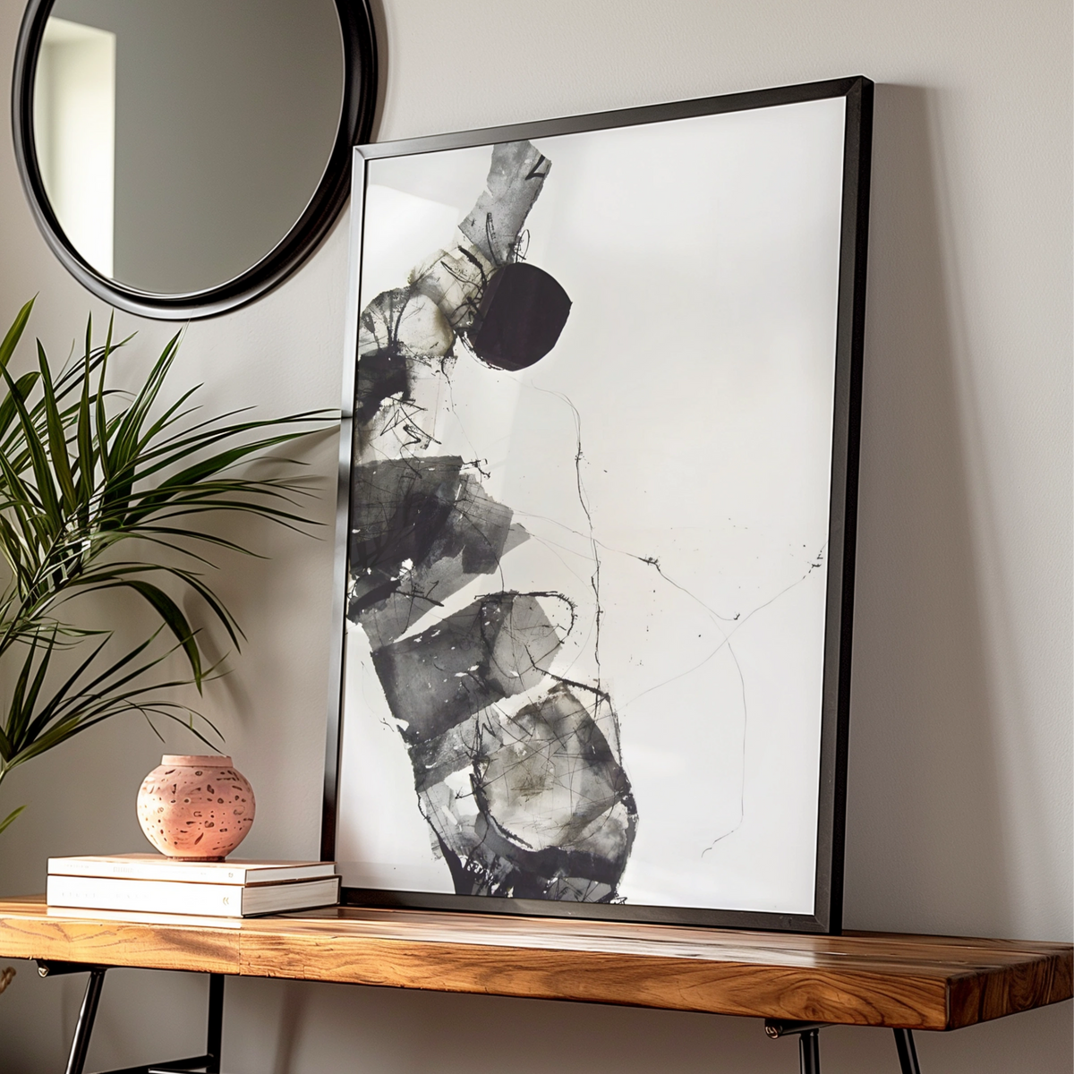 Abstract Ink Art Print, Modern Monochrome Wall Art, Black White Contemporary Poster, Gallery Wall