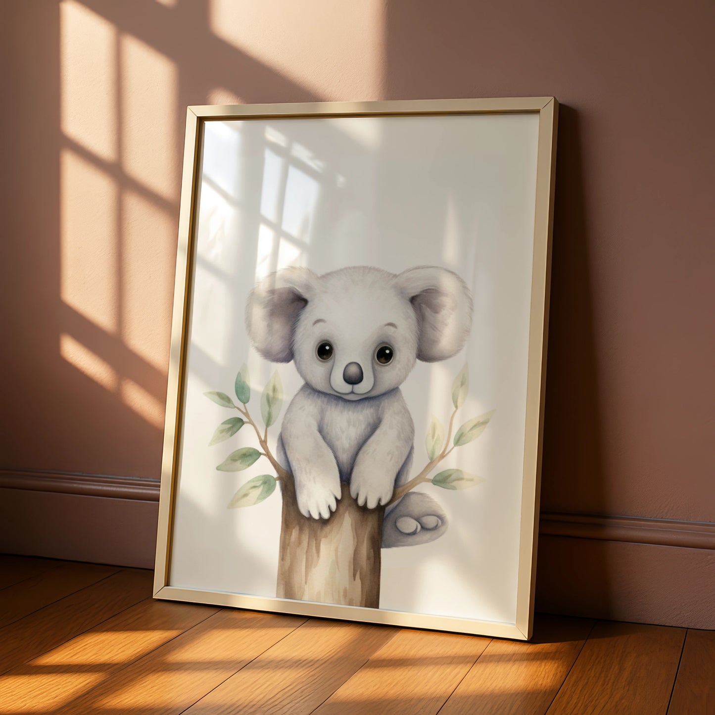 Koala Nursery Wall Art, Cute Baby Koala Poster, Watercolour Animal Print for Kids Room