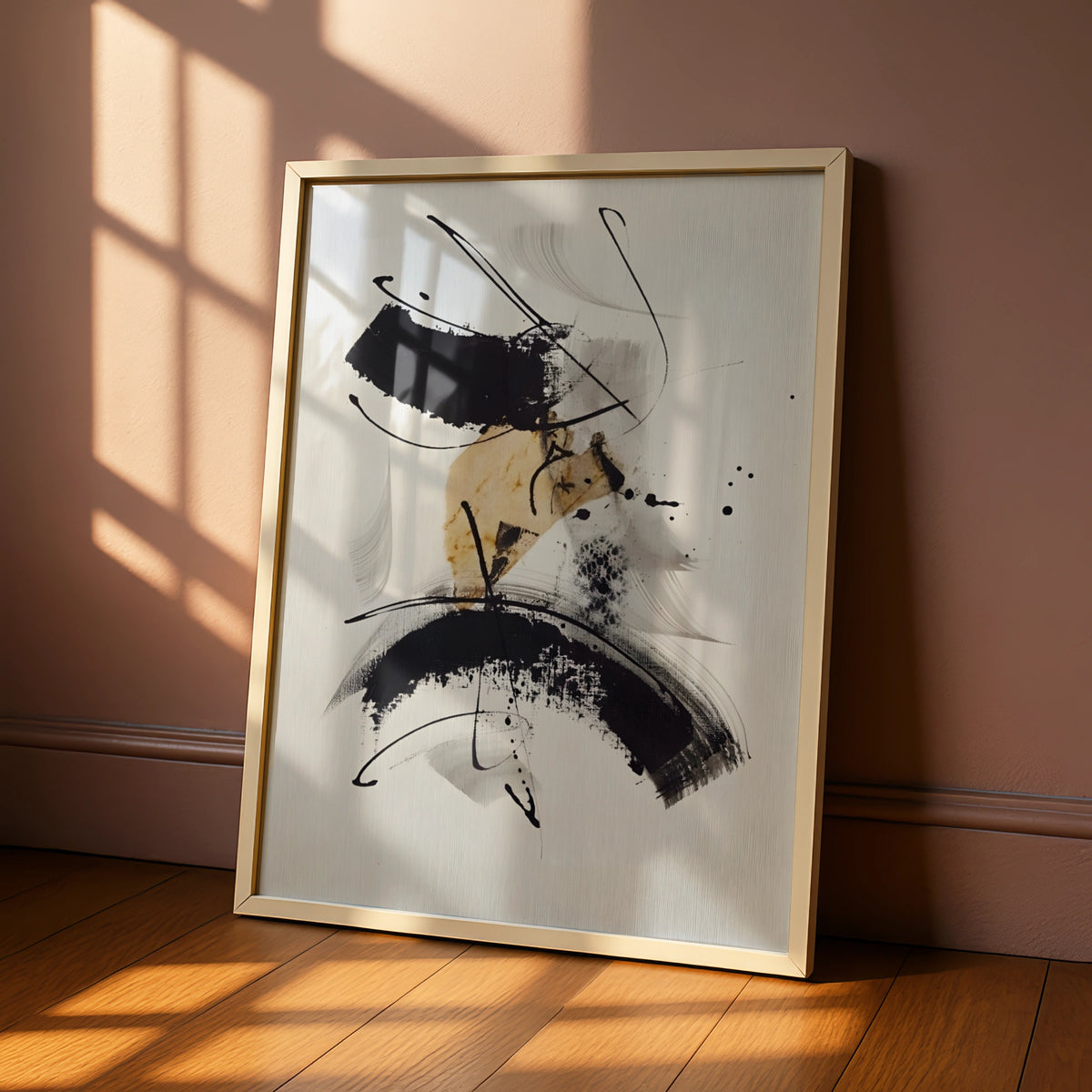 Abstract Brushstroke Wall Art, Monochrome Black White Poster, Modern Ink Print, Gallery Wall Decor