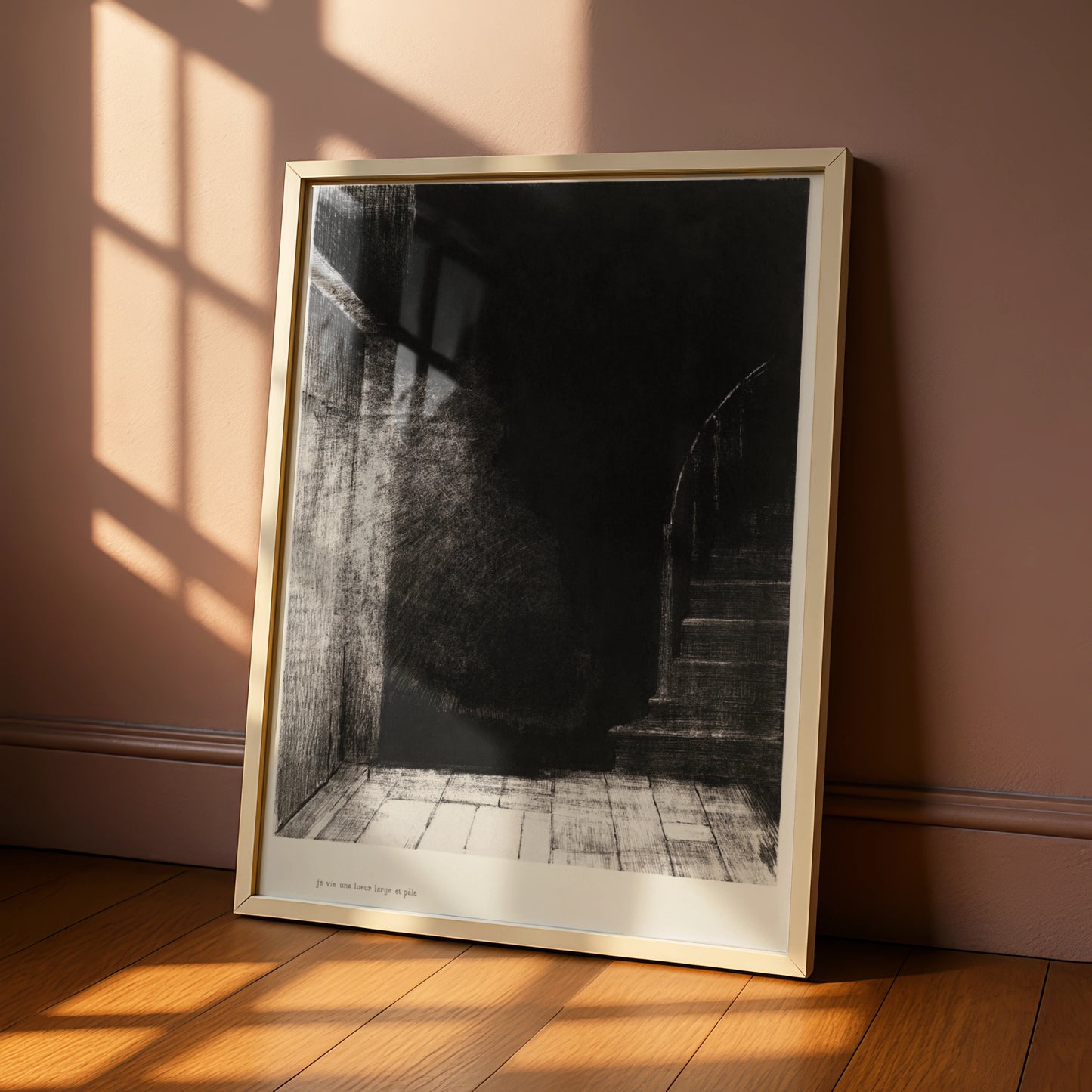 Halloween Dark Staircase Art Print, Spooky Gothic Black Wall Art, Haunted House Poster