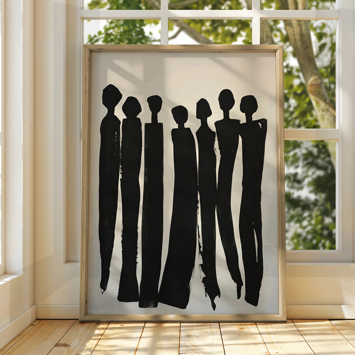 Abstract Figure Silhouette Print, Monochrome Wall Art, Black and White Minimalist Poster