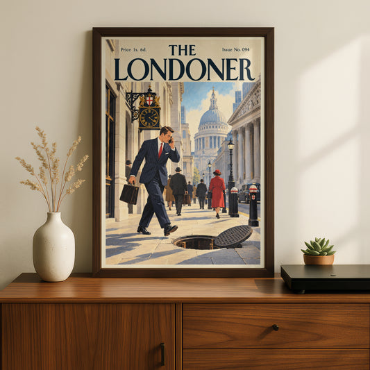 The Londoner Vintage Magazine Cover Poster, London Wall Art, Retro Illustration Art Print
