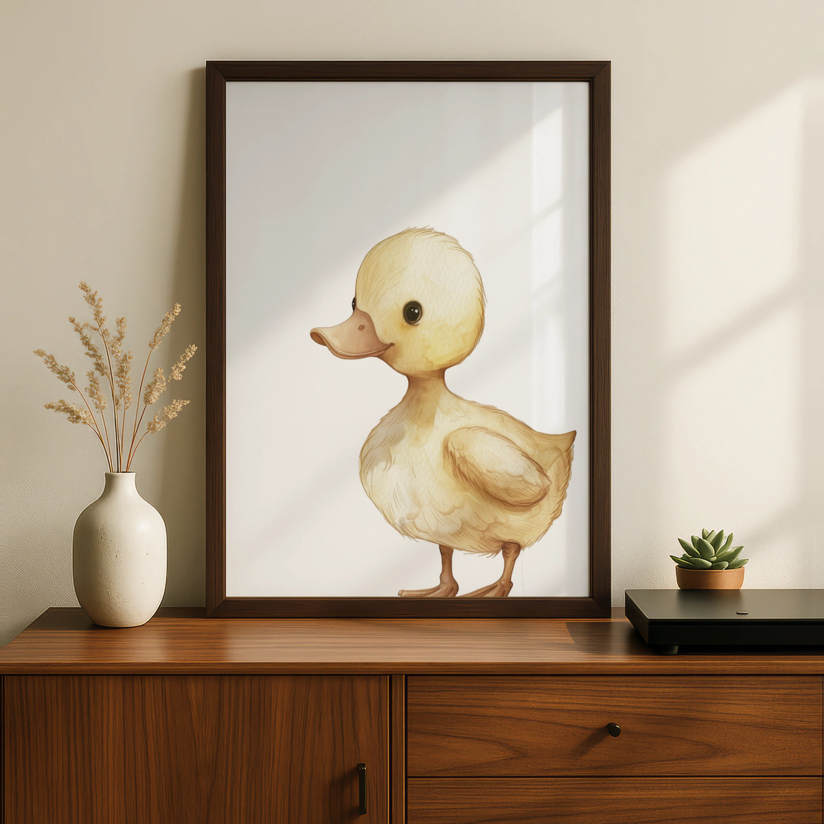 Duckling Nursery Wall Art, Baby Duck Poster, Watercolour Animal Print, Kids Room Decor