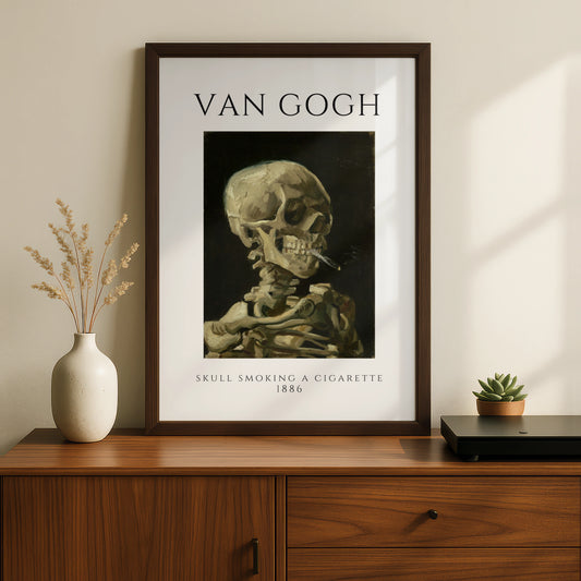 Van Gogh Skull Smoking a Cigarette Wall Art Print | Dark Vintage Poster, Gothic Decor – product image 2